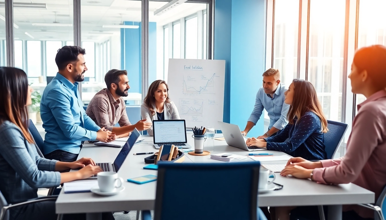 Validation d'e-mails en ligne lors d'une séance de brainstorming professionnelle mettant en valeur le travail d'équipe et la technologie.