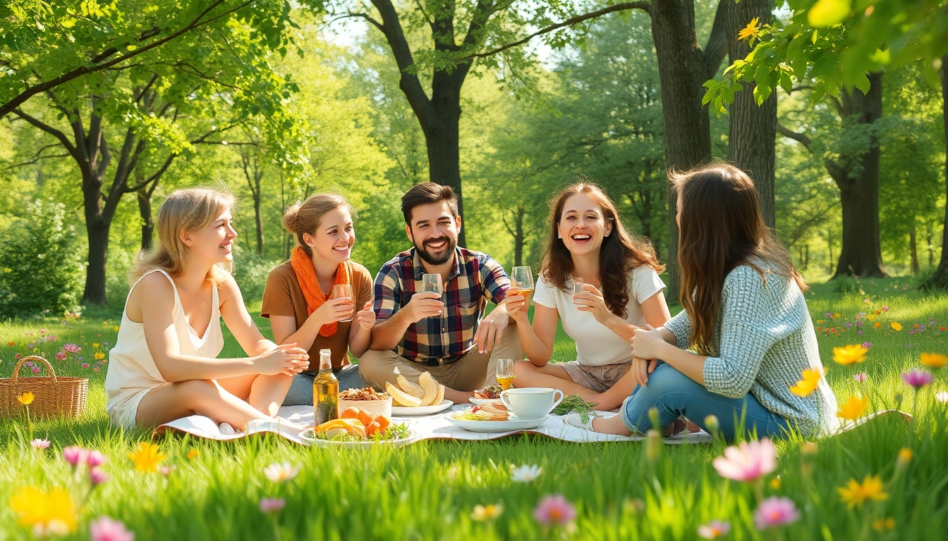 Illustration représentant un style de vie équilibré lors d'un pique-nique convivial en plein air.