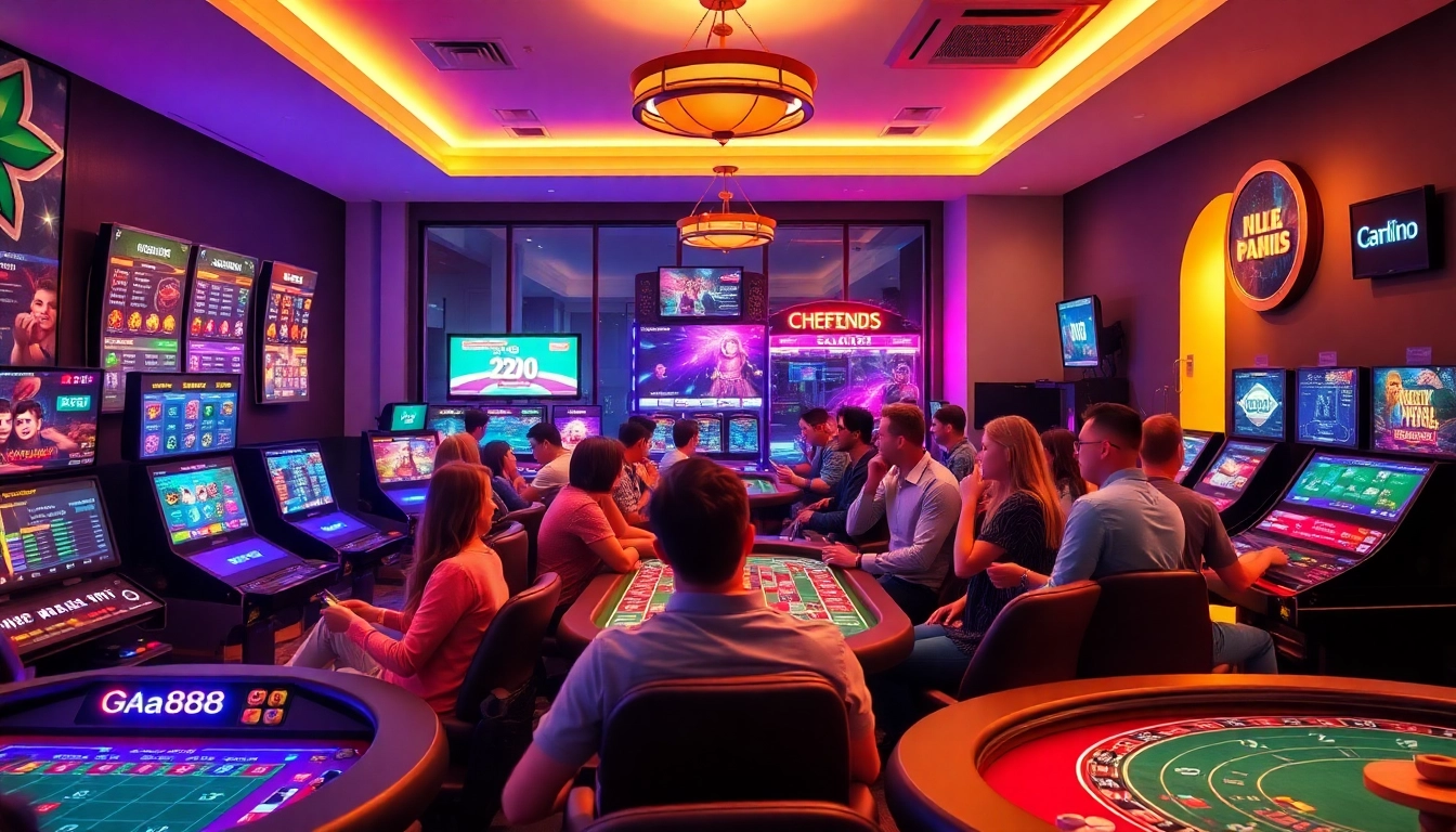 Exciting scene from Nhà cái Ga888 showing diverse players engaged in online gambling.