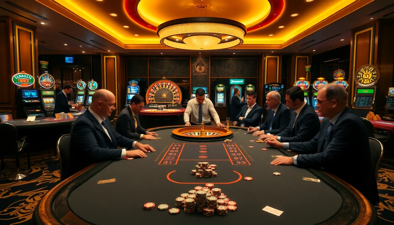 Engage in thrilling high-stakes poker at https://kuwinzhz.com/ with vibrant casino imagery showcasing luxury.