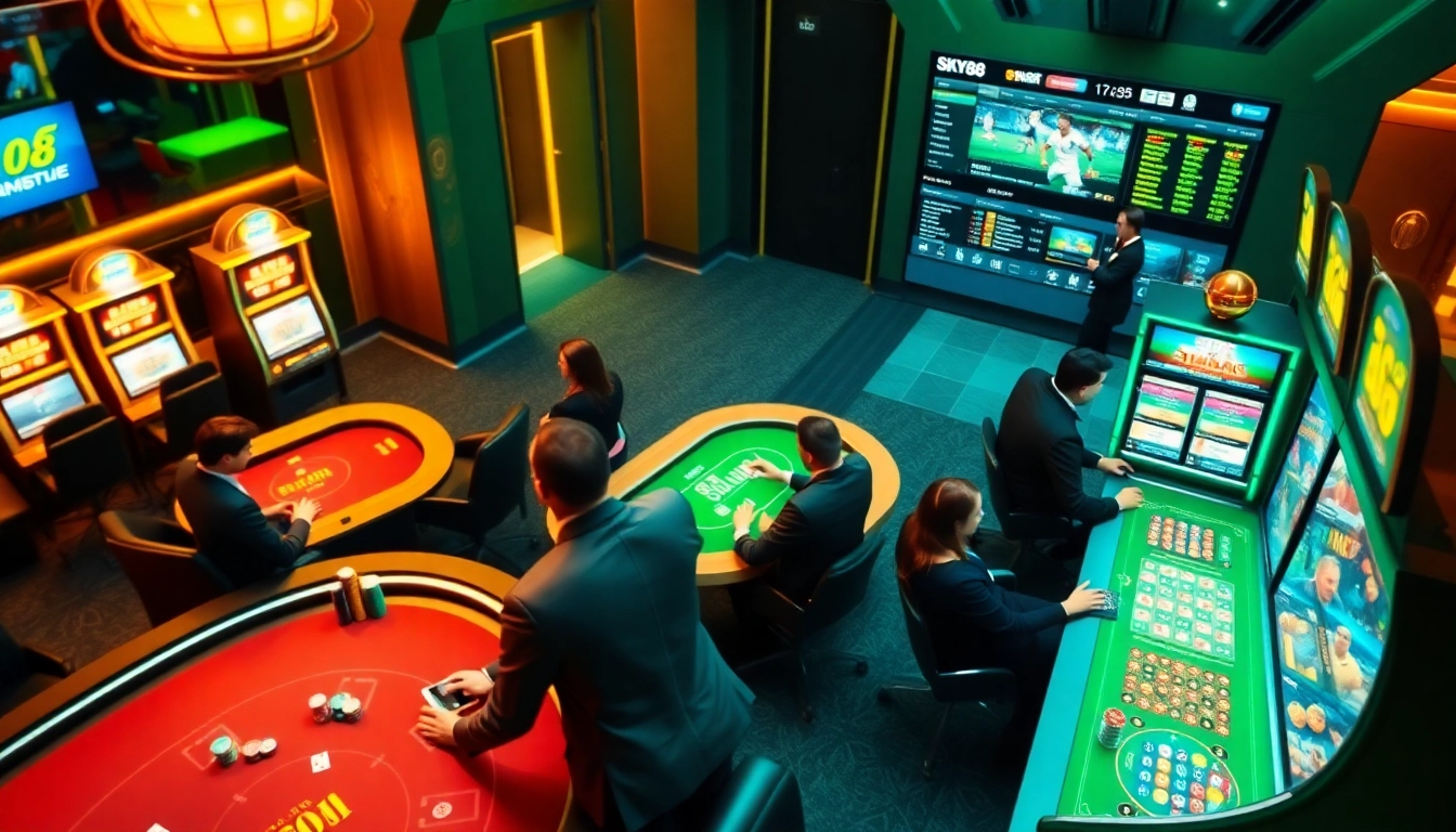 Experience intense excitement at sky88 trang chủ with lively gaming tables and vibrant slot machines.